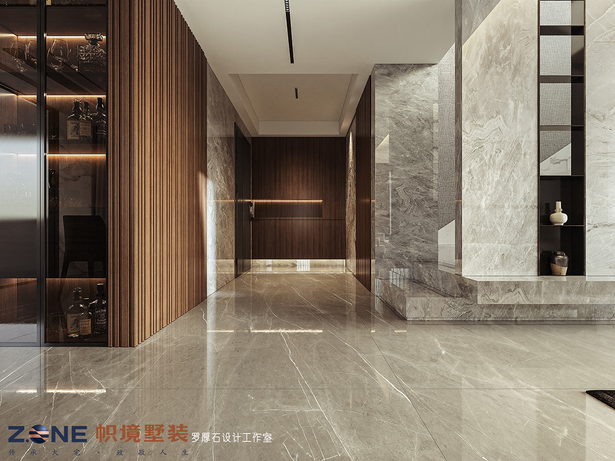 萬(wàn)科紫臺(tái)260㎡雅致現(xiàn)代大平層 裝修案例效果圖-1一層門廳水印