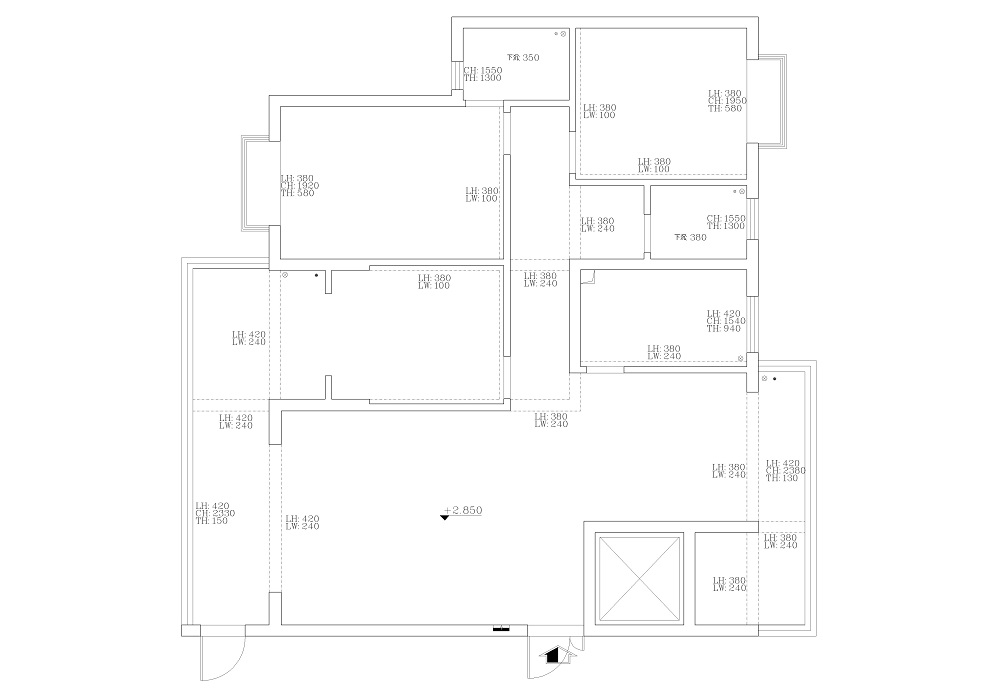 金霖御景160㎡復(fù)合寫(xiě)意四居室 裝修案例效果圖-原始結(jié)構(gòu)圖