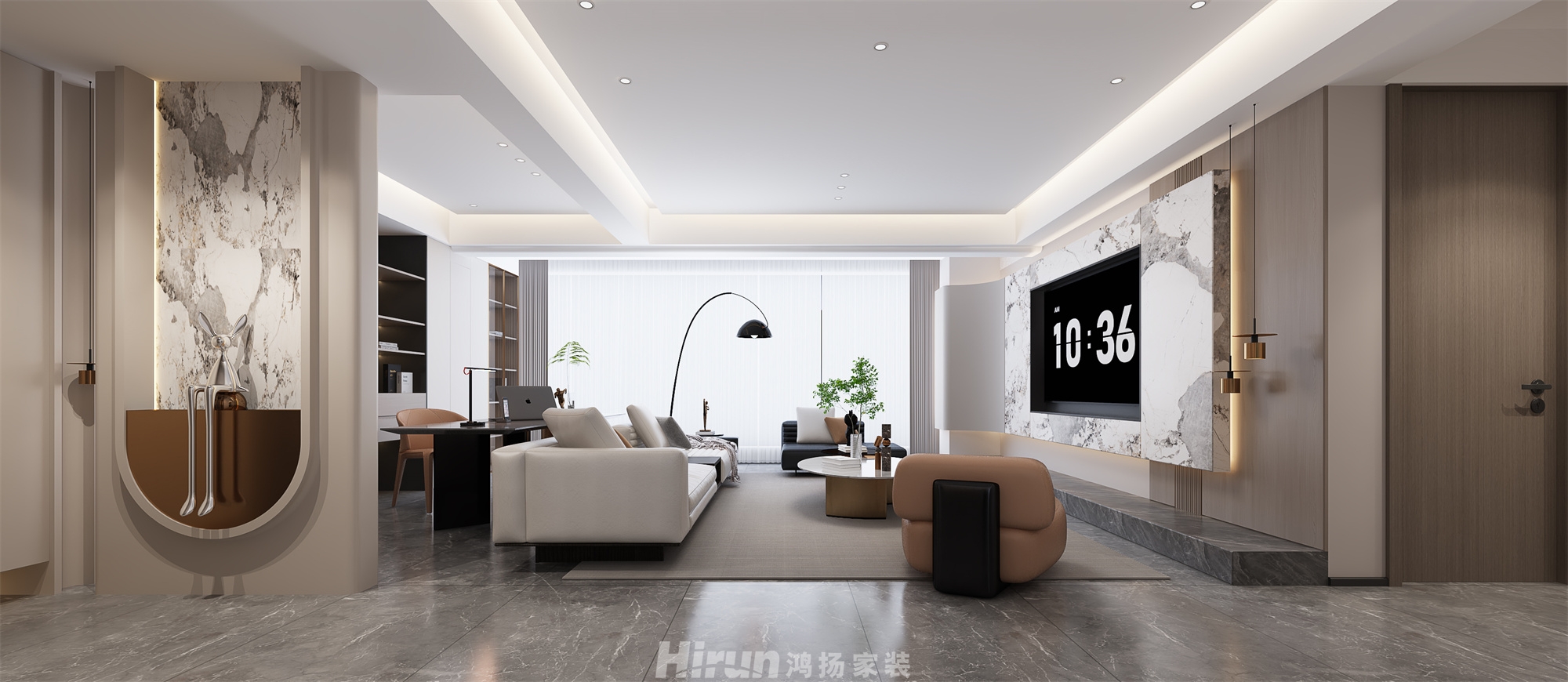 大都會(huì)天悅140㎡新裝飾主義三居室 裝修案例效果圖-1
