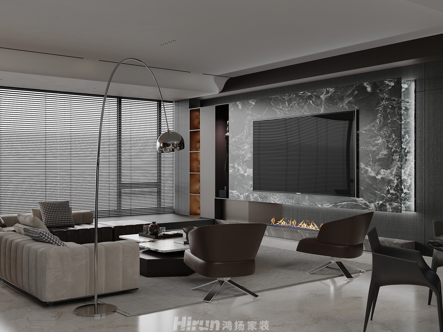長(zhǎng)沙潤(rùn)府230㎡雅致現(xiàn)代大平層 裝修案例效果圖-4
