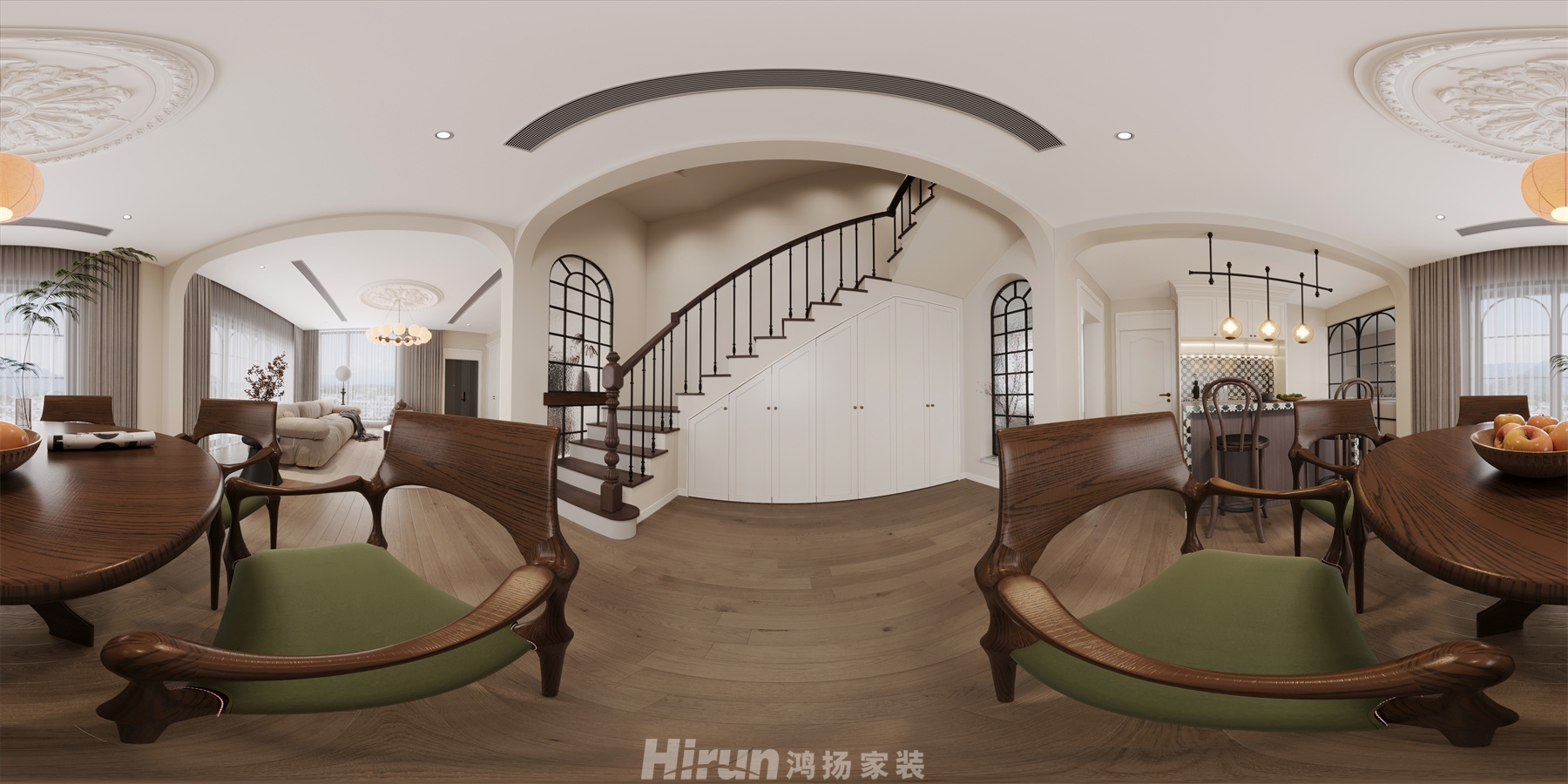 保利300㎡復(fù)古風(fēng)潮別墅 裝修案例效果圖-2