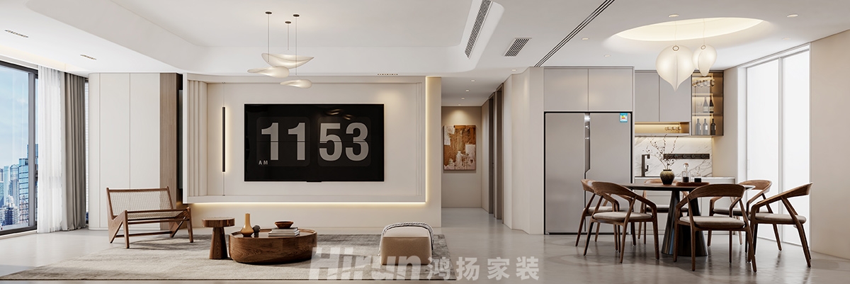 東原麓印長(zhǎng)江110㎡雅致現(xiàn)代三居室 裝修案例效果圖-2