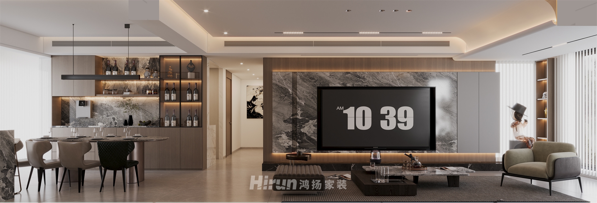 兆基璟宸府177㎡雅致現(xiàn)代四居室 裝修案例效果圖-1