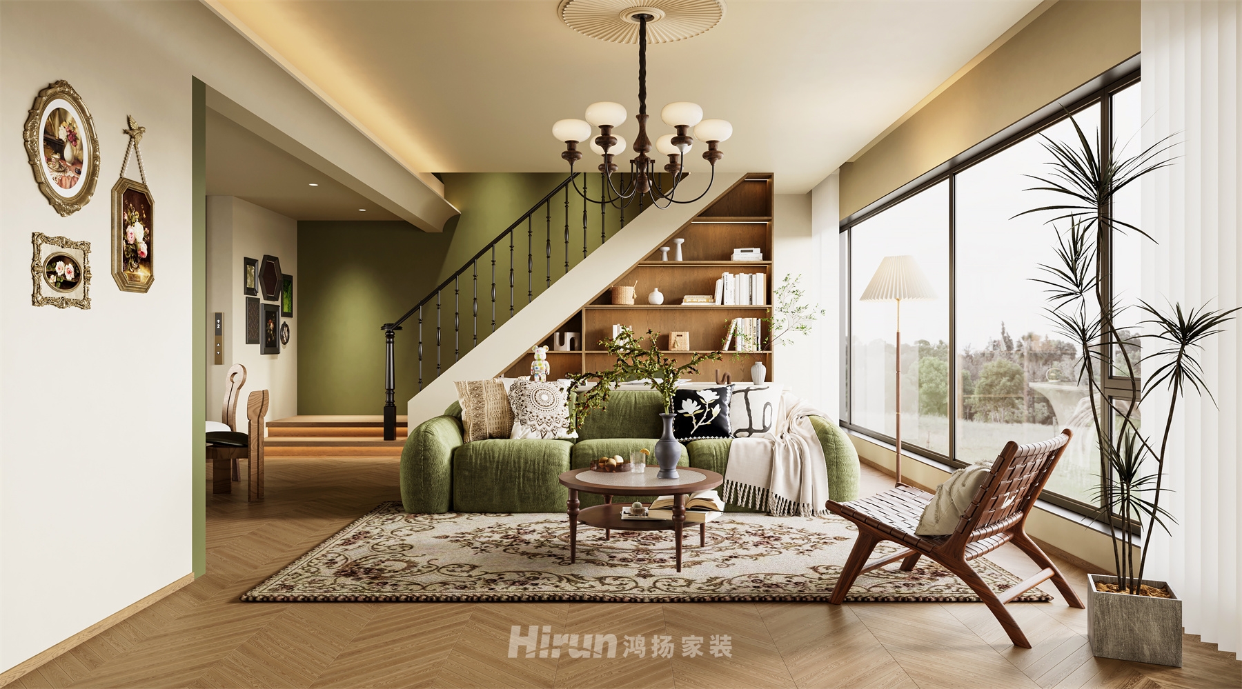 玖龍臺(tái)160㎡復(fù)古風(fēng)潮復(fù)式 裝修案例效果圖-4